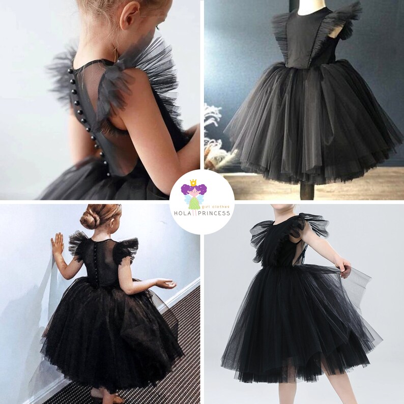 Black Flower Girl Dress Toddler Black Princess Birthday Etsy