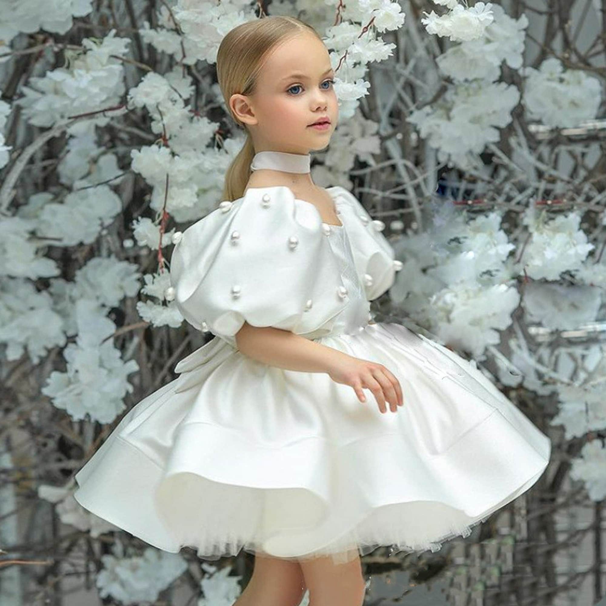 Puffy White Flower Girl Dress Wedding Bridesmaid Toddler - Etsy
