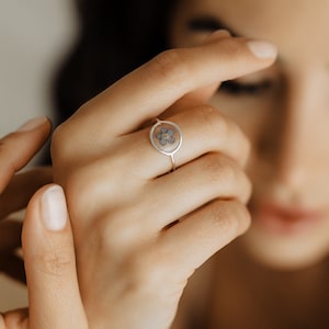 Dainty silver ring for women, minimalist forget me not ring, birthday jewellery for girlfriend