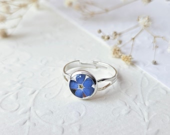 Forget me not adjustable ring, non tarnish ring for women, boho style jewelry for her