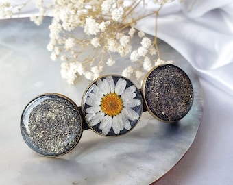 Daisy hair barrette for thick hair, rustic style hair accessory, vintage fashion hair clip for women