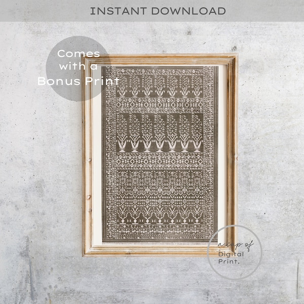 Vintage Neutral Tapestry Print Antique Tapestry Printable Wall Art Rug Art Print Indian Pattern Room Decor Arabic Digital Download Arabe