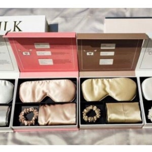 Soft 19 Momme Mulberry Silk Dream Set Pillowcase, Eye Mask & Scrunchie Valentines Gift Set