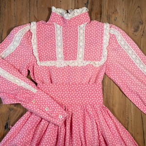 Vintage late 70s Laura Ashley pink floral prairie dress