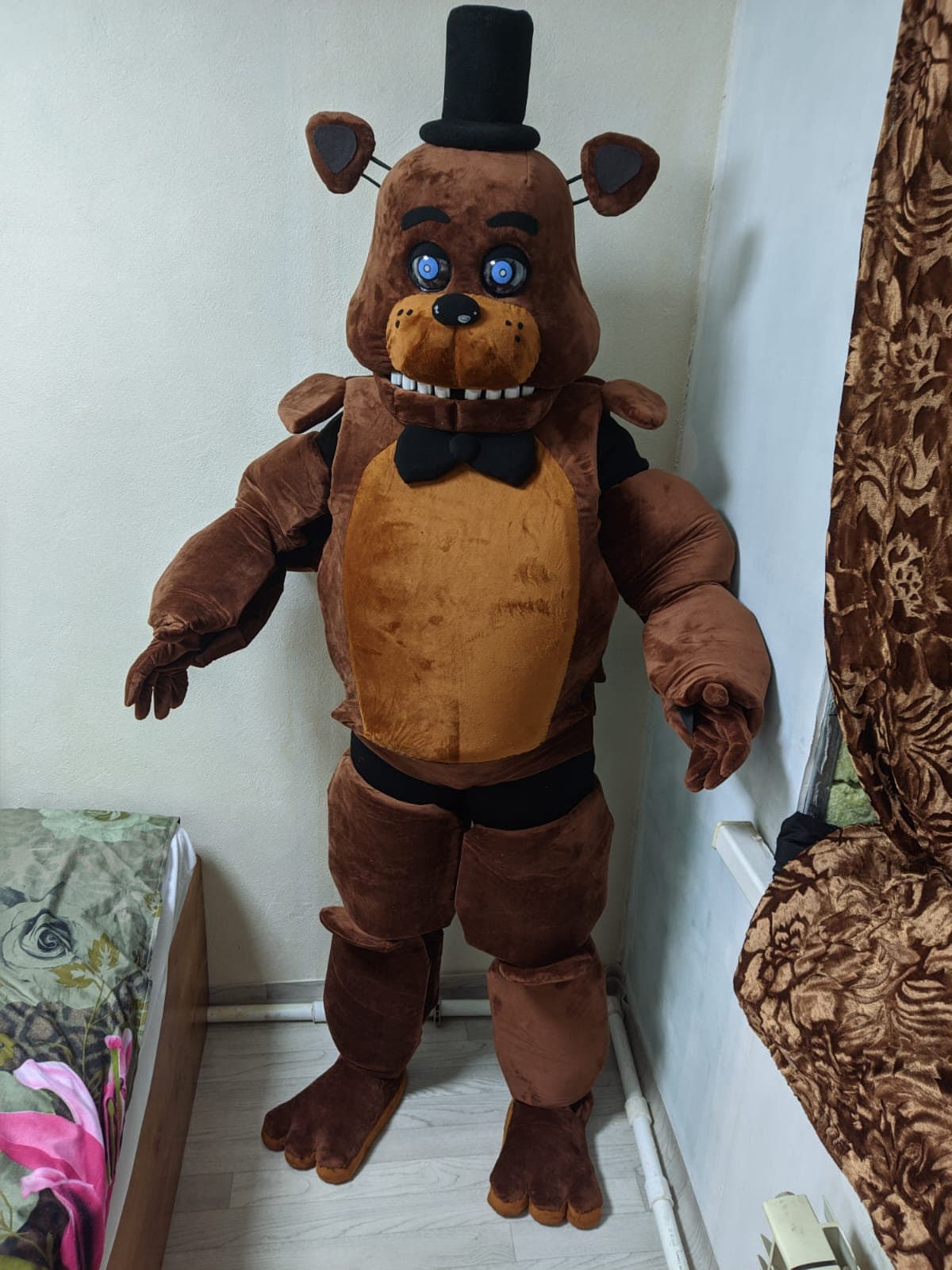 Real Life fnaf Nightmare Fredbear Cosplay Mask!!! 