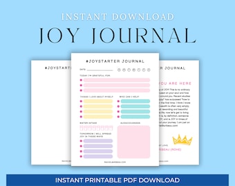 Joy Journal | Joy and Gratitude Digital Download Journal for Mental Health and Wellbeing