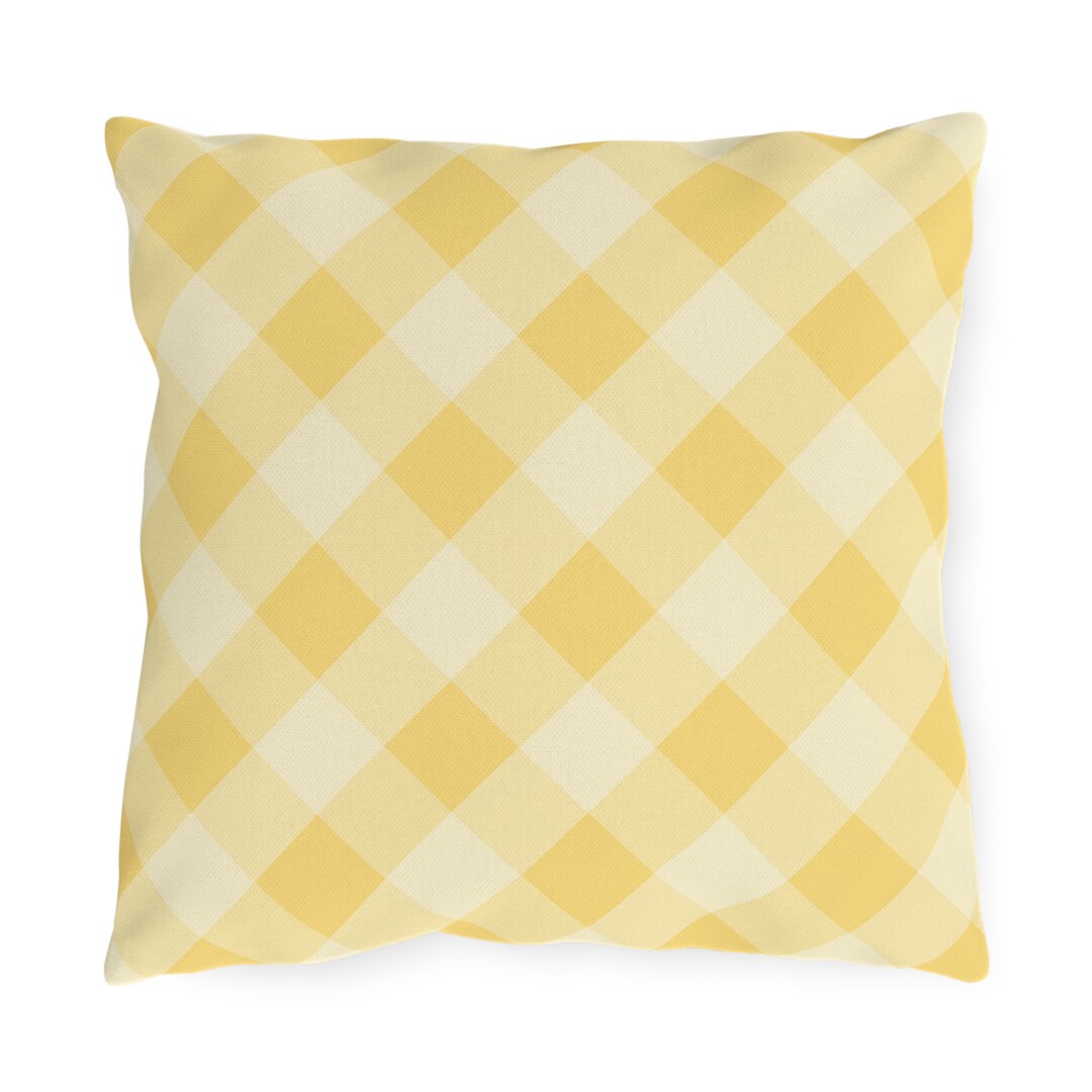 Yellow Gingham Outdoor Pillows Picnic Lemonade 4 Sizes Available Etsy