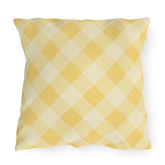 Yellow gingham Outdoor Pillows picnic lemonade 4 sizes available