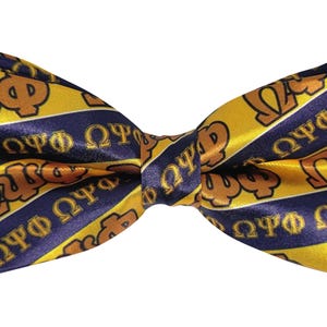 Omega Psi Phi Bow Tie for Men – Handmade RQQ Que Fraternity Bowtie – Purple & Gold Formal Accessory – Gift for Omega Psi Phi Brothers