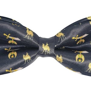 Handmade Black Shriner Bow Tie: AAONMS Masonic Formal Wear