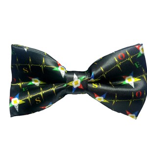 Black Satin OES Bow Tie: Order of the Eastern Star Clip-On