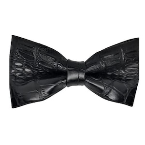Black Leather Bow Tie – Handmade Men’s Clip-On Leather Bowtie, Wedding Tuxedo Accessory, Groomsmen or Anniversary Gift, Custom Necktie