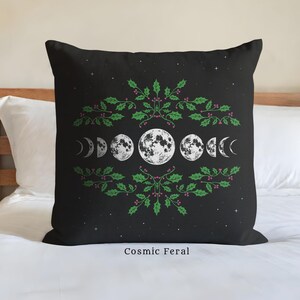 Moon Phases Garden throw pillow cushion | whimsigoth decor | goth room decor | gift for pagan, druid, wiccan