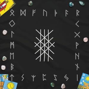 Tarot Web of Wyrd et nappe d'autel pour table d'autel, runes, cartes oracle | cadeau pour païen | Nordique | Odin |