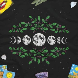 Fases da Lua Tarô botânico e pano de altar | para mesa de altar, runas, cartas de oráculo | presente pagão gótico | bruxa verde wiccan, Samhain Yule