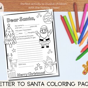 Dear Santa Coloring Page Printable Template Letter to Santa - Etsy Canada