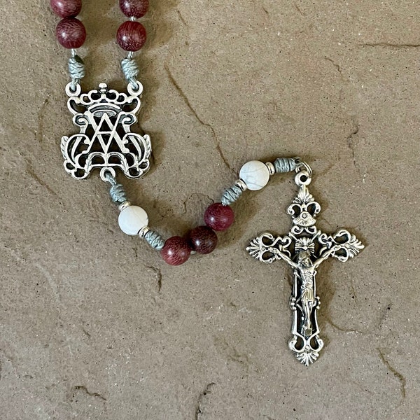 Auspice Maria Rosary / Purple Marian Rosary / Handmade Microcord Rosary / Catholic Gift