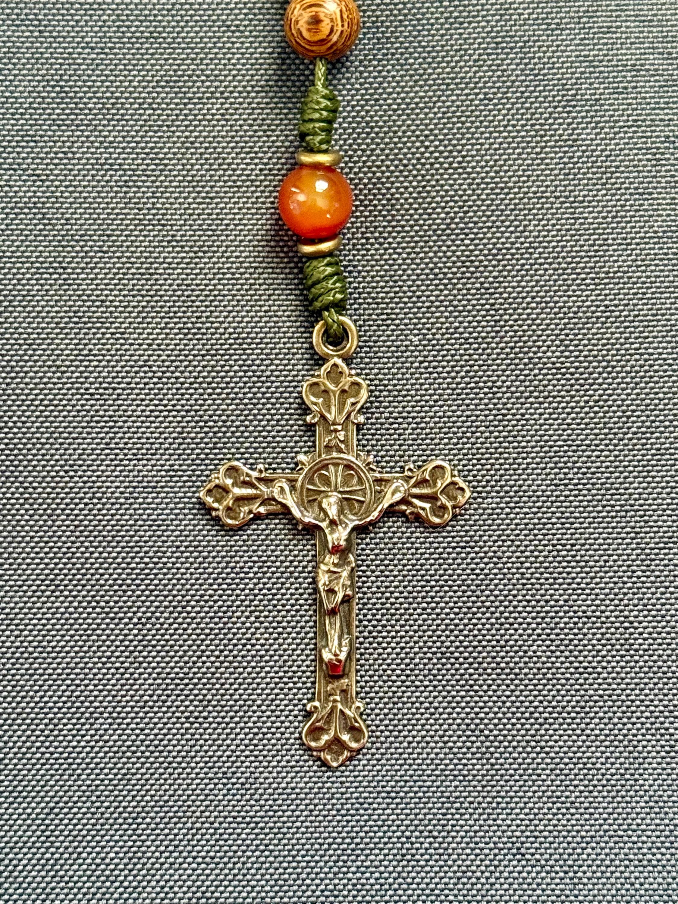 St. Hubert Rosary - solid bronze / Hunter Rosary / Handmade Microcord Rosary / Catholic Gift