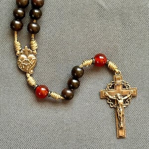 Sacred Heart Rosary - Solid Bronze / Handmade Microcord Rosary / Catholic Gift