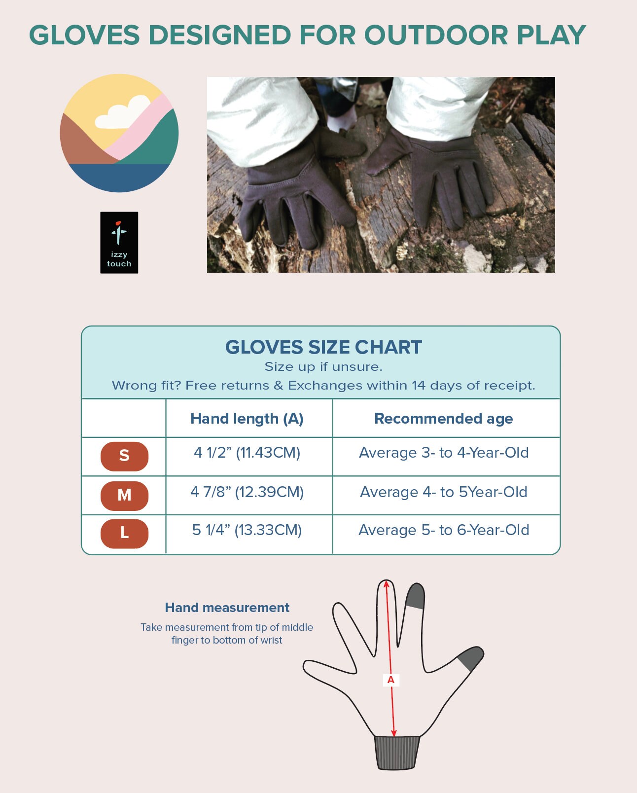 Size glove for sales 5 year old