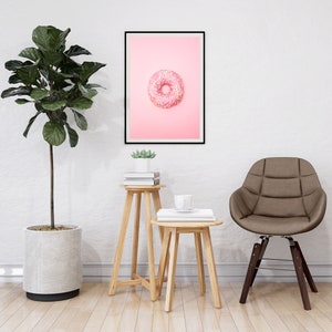 Pink Doughnut Photo Instant Digital Download Wall Art Print Food Donut Bake Image