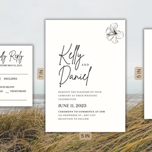 Modern Beach Wedding Invitation, Canva Template