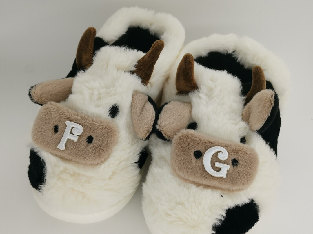Embroidered Cute Cow Slippers Moo Slippers Animal Slippers Students