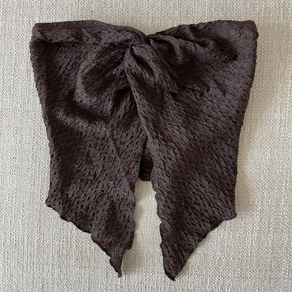 Front Twist Textured Tube Top, Chocolate Brown