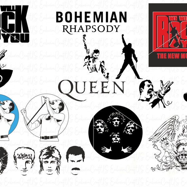 Freddie Mercury Svg, Queen Svg, Freddie Mercury Bundle, Rock Band Svg, Queen Singer Svg, Bohemian Rhapsody, Svg Png Dxf