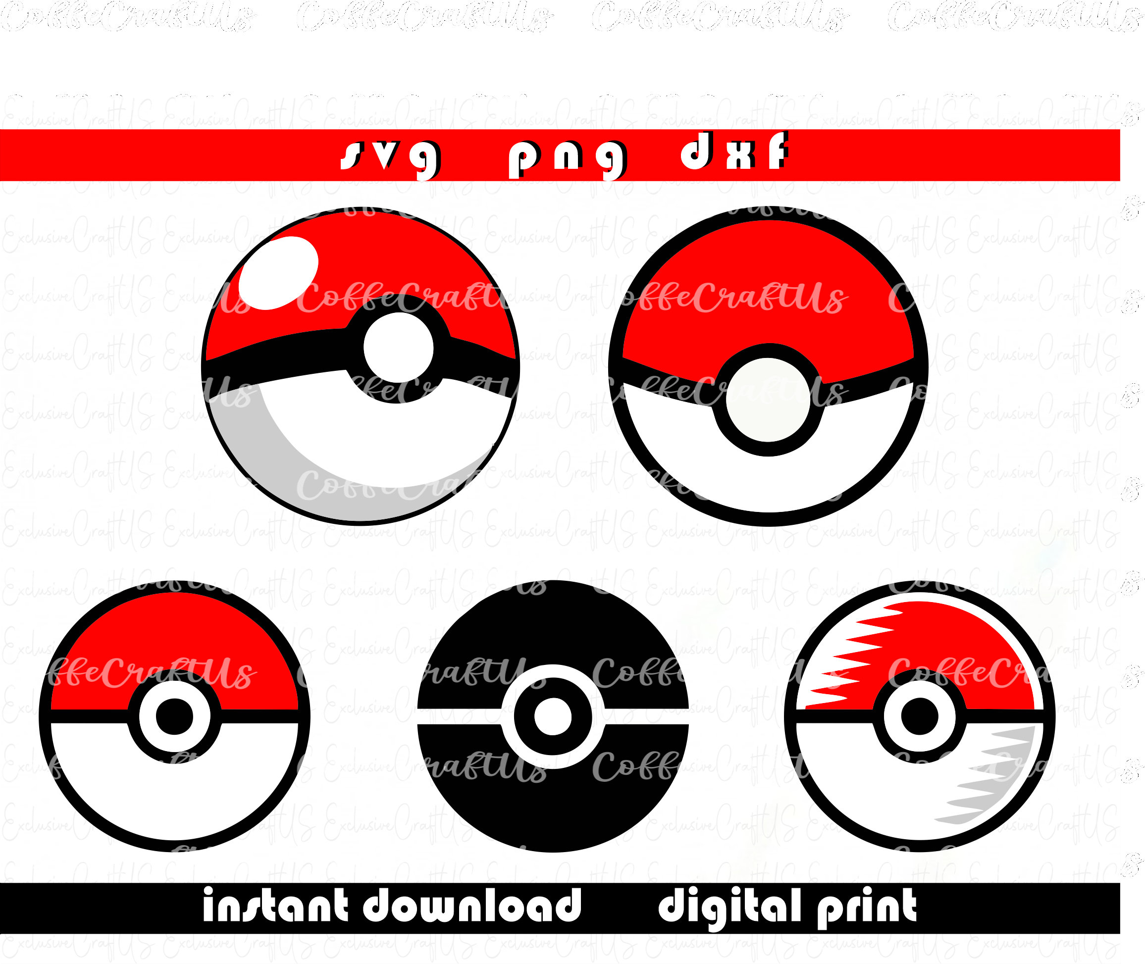 Pokeball SVG PNG Pokemon Vector Bundle - For Cricut, Prints, and  Scrapbooking! - Payhip