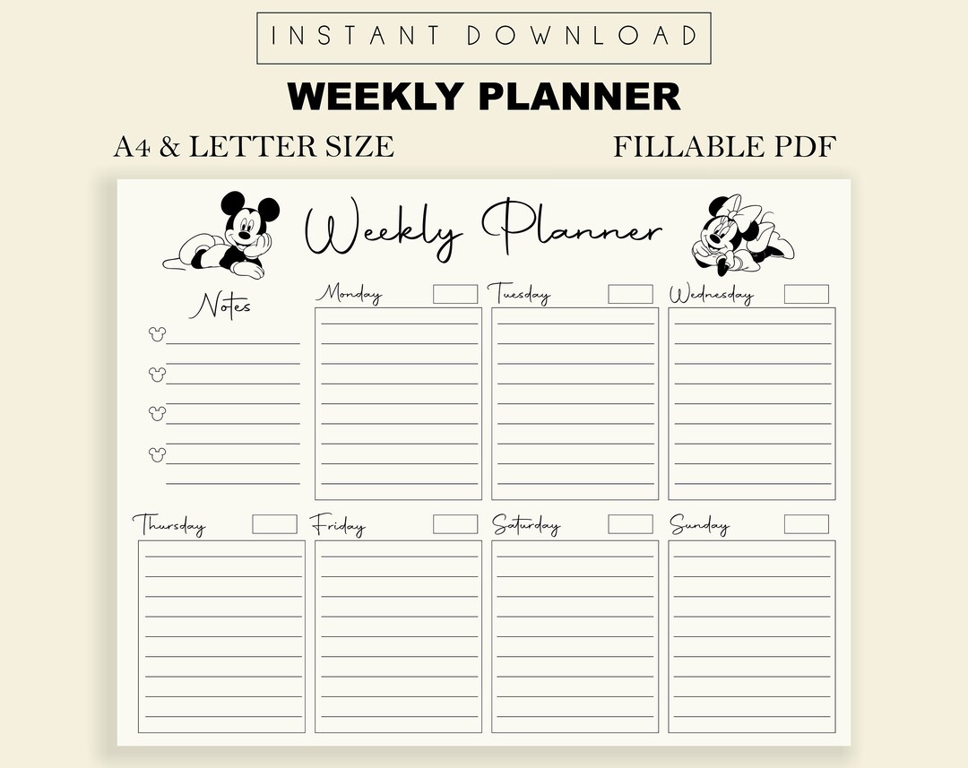 Weekly Planner Printable to Do List Minimal Weekly Schedule - Etsy