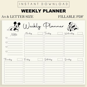 Weekly Planner Printable to Do List Minimal Weekly Schedule - Etsy