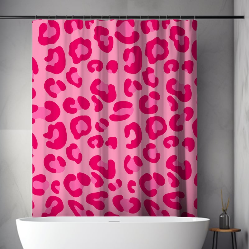 Alpaca Pink Pattern Print Bathroom Shower Curtain