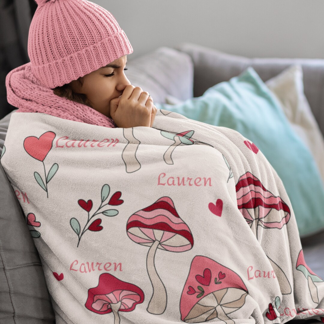 Personalized Mushroom Blanket Custom Throw Blanket Mushroom Baby