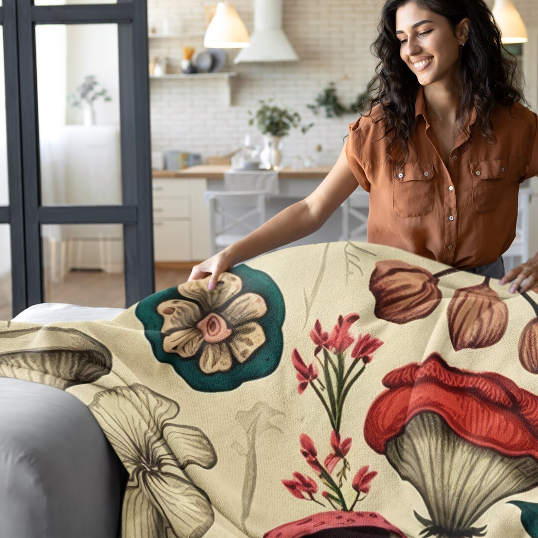 Vintage Botanicals Mushroom Blanket Mushroom Baby Blanket Mushroom