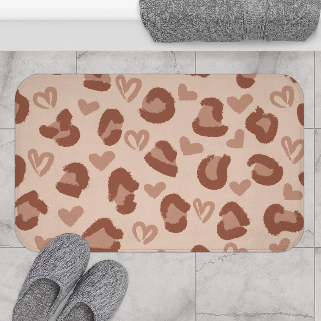 Boho Leopard Bath Mat Leopard Bath Decor Boho Leopard Print Etsy