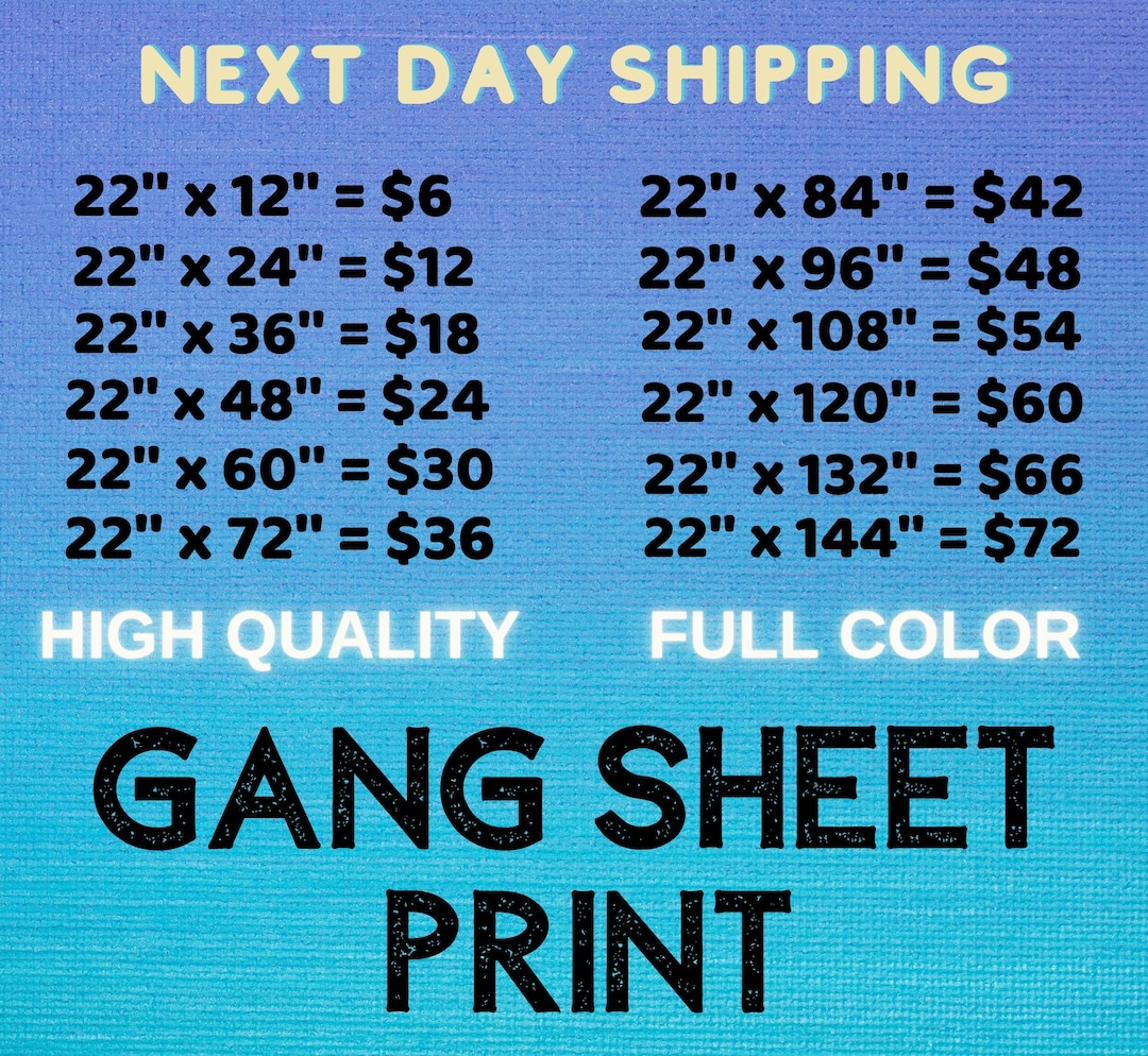 Custom DTF Transfer Gang Sheet: Ready to Press, Full Color Heat Print ...