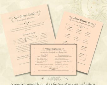 Kit Grimorio della Luna Nuova - Magia a base di erbe e rituali stampabili per l'impostazione delle intenzioni lunari