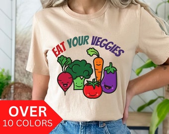 Eat your Veggies Retro Shirt, Veggies Shirt, Vegan T Shirt, Vegetable T-shirt, Gift For Vegetarian, Gift For Vegan, Farmer Shirt Gift