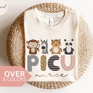 PICU Nurse Shirt, PICU Pediatric Nurse Animals T-shirt, PICU Nurse Gift, Nurse Appreciation Gift, Pediatric Intensive Care Unit Nurse Tee