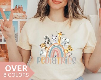 Pediatrics Rainbow Shirt, Pediatrics Animals T-shirt, PEDS T shirt, Peds Nurse Tshirt, Cute Peds Nurse Tee, Pediatric Nurse Gift,Pastel PEDS