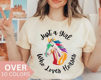 Solo una chica que ama la camisa de caballos, camiseta de chica de caballos, camiseta de amante de la granja, camiseta de equitación, camisa de caballo, regalo de amante de caballos, regalo de dueño de caballo