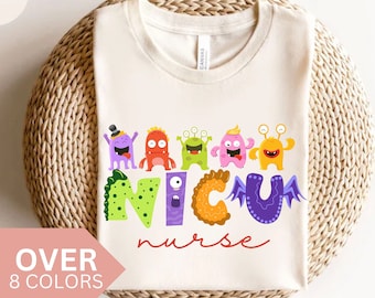 Camisa de enfermeira de UTIN, camiseta engraçada de enfermeira de UTIN, presente de enfermeira de UTIN, presente de agradecimento à enfermeira, unidade de terapia intensiva neonatal, camiseta Monstros de enfermeira de Nicu