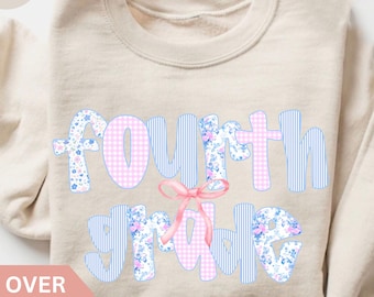 Fourth Grade Teacher Sweatshirt, Floral Teacher Team Shirt, Teacher Appreciation Gift, Back to School Teacher Crewneck, 4th Grade Sweater