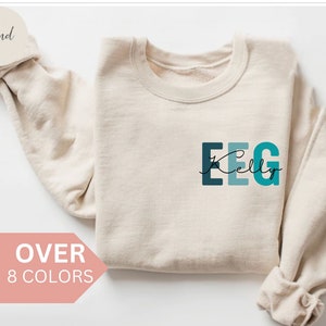 Moletom personalizado com tecnologia EEG, camisa EEG personalizada, presente com tecnologia EEG, gola redonda especializada em eletroencefalógrafo, presente de agradecimento de enfermeira