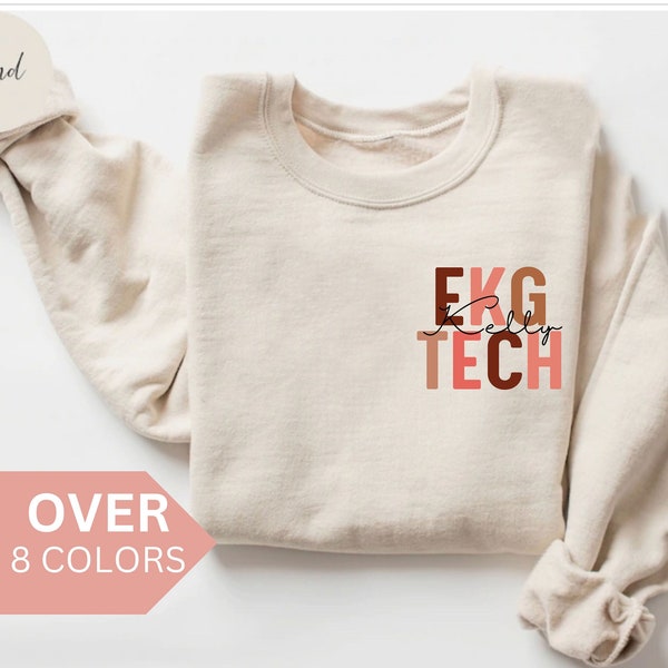 Personalized EKG Tech Sweatshirt, Custom EKG Technician Shirt, EKG Tech Gift, Nurse Appreciation Gift,Electrocardiograph Technician Crewneck