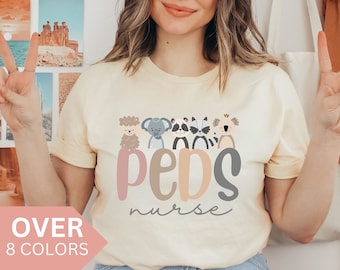 Pediatric Nurse Shirt, PEDS Animals T-shirt, PEDS Nurse T shirt, Peds Nurse Tshirt, Cute Peds Nurse Tee, Pediatric Nurse Gift,Pastel PEDS