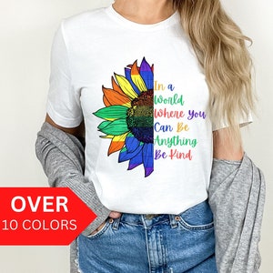 Women's "Be Kind" Graphic Tee With Flowers - Cute Short Sleeve Casual Top, Cotton Blend