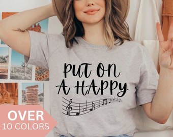 Put On a Happy Face Shirt for Musician, Music Shirt Band Tshirt, Music Lover T-shirt, Piano Teacher Gift, Music Teacher Shirt, Music Notes,