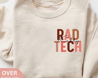 パーソナライズされたRAD Techスウェットシャツ、カスタムRAD Techシャツ、RAD Techギフト、看護師への感謝のギフト、放射線技師クルーネック、放射線科